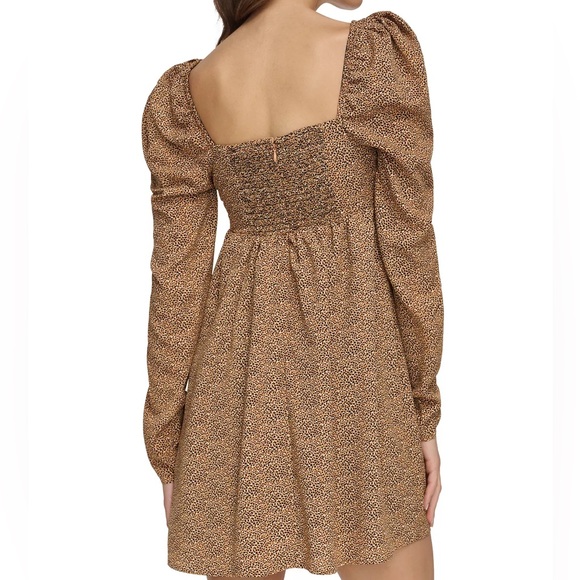 DKNY Long-Sleeve Printed Puff-Sleeve Dress - Picture 3 of 8